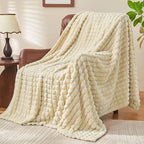 BEDELITE Beige Fleece Twin Blanket for Couch Dorm Room Decor, 60x80 Inch - Image 4