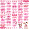 50 Pcs Dog Collar Flowers Pink Flower Dog Bows by Solsew