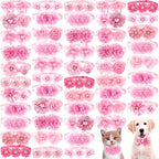50 Pcs Dog Collar Flowers Pink Flower Dog Bows by Solsew