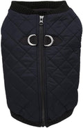 Gooby Fashion Vest Dog Jacket - Black, Medium - Warm Zip Up Bomber Vest with Dual D Ring Leash - Winter Water Resistant Small Dog Sweater