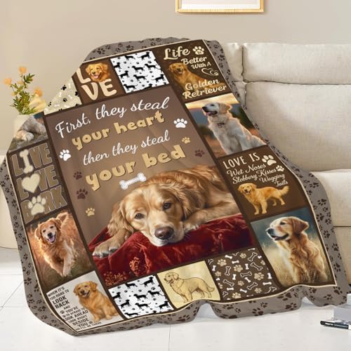 Golden Retriever Blanket for Girls Women Boys Men Adults Kids Soft Cozy Fleece Goldie Dog Pet Throw Blankets Gifts Warm Flannel Plush Lightweight Decor for Couch Bed Sofa 60"X50" - Image 5
