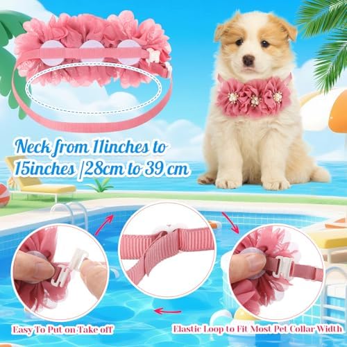 50 Pcs Flower Dog Bows Pink Collar Puppy Bows, Multiple Colors - Image 2
