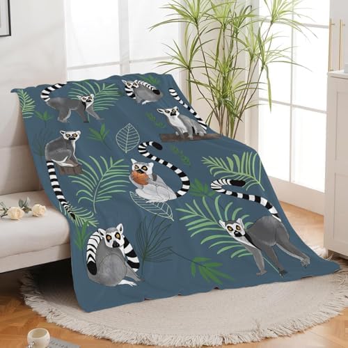 Lemur Blanket for Girls Women Boys Men Adults Kids Soft Cozy Fleece Cute Lemur Throw Blankets Gifts Warm Flannel Plush Stuff Lightweight Decorative for Couch Bed Sofa 60"X50" - Image 2