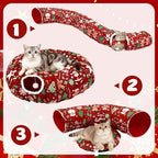 Cat Tunnel Christmas Tree Skirt Cat Donut Tunnel Bed,Gingerbread Man - Image 2