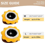 Cat Beds for Indoor Cats - Sun Flower Shaped Cute Cat Cave Bed,Brown L | Super Soft Plush Calming cat Tent house for Kitten&Puppy with Toy,Machine Washable&Thick and Removable Sushion,cat Hideaway