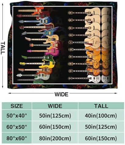 Guitar Bass Blanket for Girls Women Boys Men Adults Kids Soft Cozy Fleece Musical Instrument Throw Blankets Music Lover Gifts Warm Flannel Plush Stuff Lightweight Decorative Blanket 80"X60" - Image 7