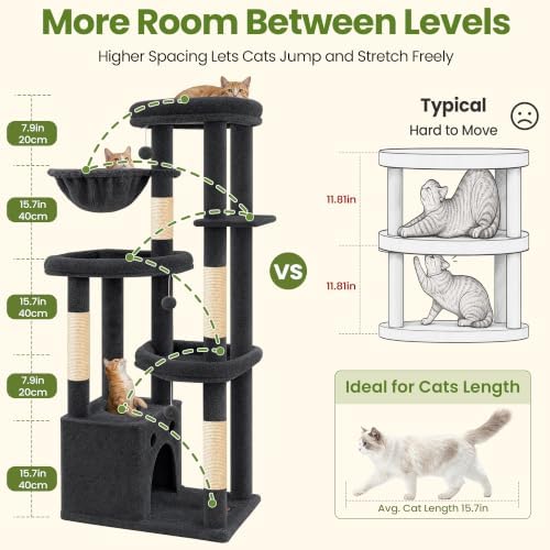 67in Tall Cat Tree Tower for Large Cats, Heavy Duty with Wide Base - Image 4