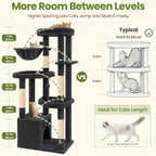 67in Tall Cat Tree Tower for Large Cats, Heavy Duty with Wide Base - Image 4