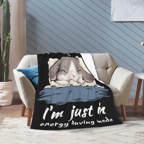 Sleepy Bunny Blanket Throw Gift for Girls Women 80"X60" - Image 2