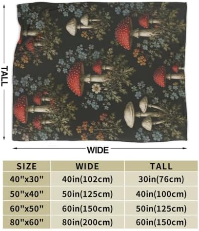 Mushroom Floral Blanket Cottagecore Throw Stuff Gifts 50"x40" - Image 3