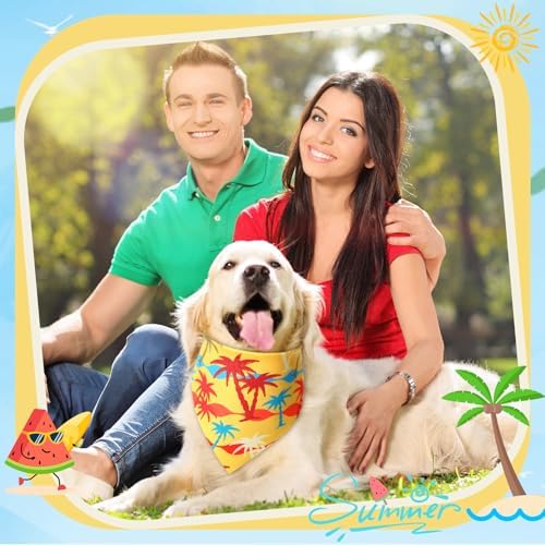 Preboun 50 Pcs Summer Bandanas Dogs Bulk Hawaiian Dog Bandanas Fruit Kerchief Set for Summer Puppy Small Medium Large Pets Costume Accessories (31. 5 x 21. 7 x 21. 7 Inch) - Image 6