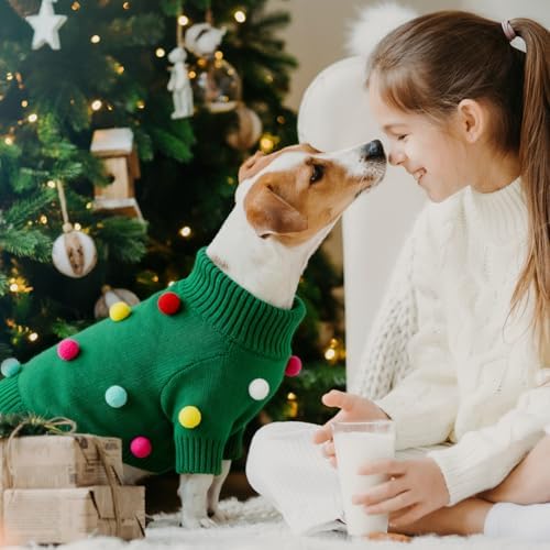 Dog Christmas Sweater Red Plaid Cardigans Dog Christmas Outfit Soft Warm Knitted Pet Clothes Cold Weather Puppy Clothes for Small Medium Large Dogs Cats - Image 6