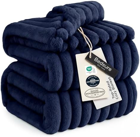 Bedsure Soft Cal King Size Blanket for Bed Navy Blue 102"x96" by BEDSURE