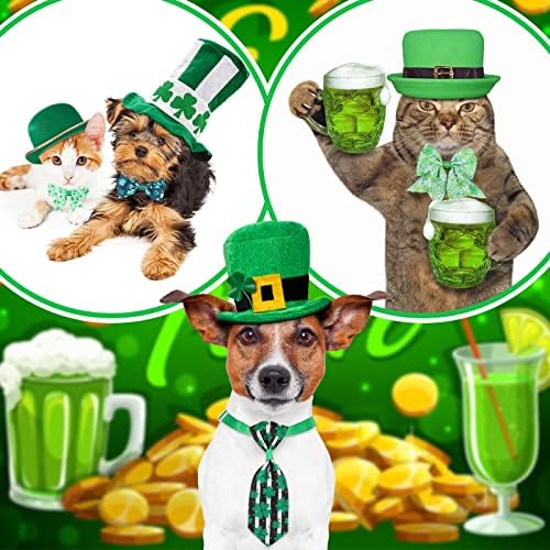 120 Pcs St. Patrick's Day Dog Bow Tie Collar Set Includes 60 Green Irish Bow Ties for Dogs Dog Grooming Bowtie 30 Dog Neckties 30 Large Bow Tie Collar Pet Holiday Accessories for Dog Cat (Shamrock) - Image 4