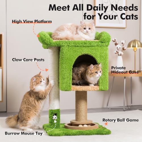 WOOCHPET Cat Tree with Sisal Scratching Posts and Cat Toys for Indoor Kittens - Image 3