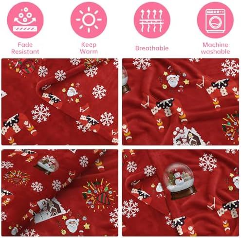 COMFAR Cute Christmas Blankets and Throws for Adults/Women/Boys/Kids, Holiday Fleece Throw Blanket for Couch/Sofa, Holiday Decor, Christmas Decorations/Gifts 50"x 60" - Image 4