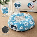 Cute Round Cat Tunnel for Indoor Cats, Blue - Image 3