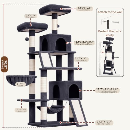 Gitelsnour Cat Tree, 71'' Tower for Large Cat with Scratching Post, GCT032G - Image 7