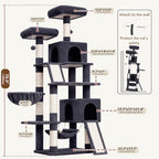 Gitelsnour Cat Tree, 71'' Tower for Large Cat with Scratching Post, GCT032G - Image 7