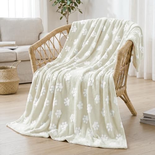 Horaldaily Beige Dog Paw Shape 3D Textured Throw Blanket 60x80 - Image 2
