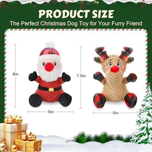 Newget 2Pcs Christmas Squeaky Dog Toys, Plush Dog Toys with Crinkle Paper - Image 3