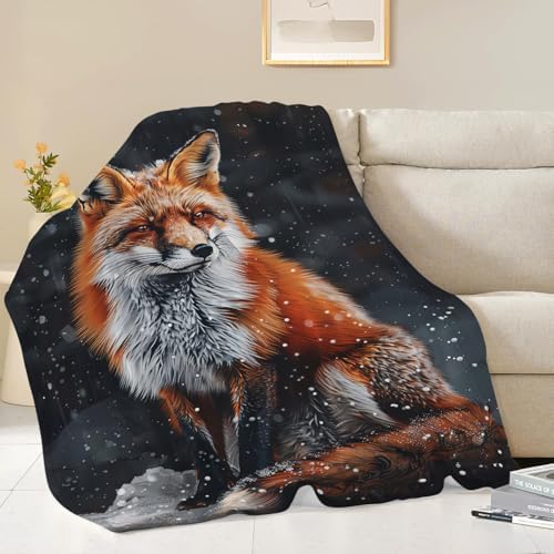 Red Fox Blanket Cute Orange Fox Throw Blanket Gifts for Girls Boys Kids Women Men Adults Super Soft Cozy Plush Fluffy Fuzzy Fleece Blanket Home Decor 60''X80'' - Image 4