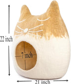 Luxurious Merino Wool Cat Cave - Foldable Hideaway Pod for Indoor Cats - Premium Felt Kitten Pet Enclosure - Covered Cat House for Ultimate Cozy Comfort by Woolygon (Brown Fox)