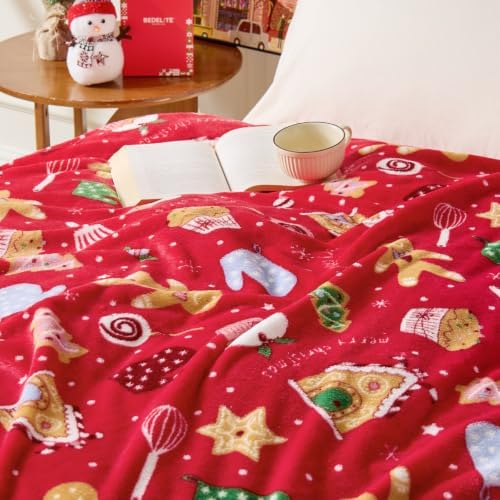 BEDELITE Red Gingerbread Christmas Throw Blanket for Decor & Gift, 50"x60" - Image 6