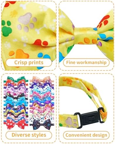 PET SHOW 30 Pack Paw Print Dog Bowties Bulk for Small Dogs Cats - Image 3