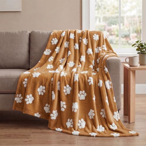 Horaldaily Caramel Dog Paw Shape 3D Textured Throw Blanket 50x60 by Horaldaily