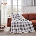 Touchat Sherpa Plaid Twin Blanket 60" X 70", Fuzzy Fluffy Soft Cozy Throw Blanket, Twin Size Plush Fleece Flannel Plush Microfiber Blanket for Couch Bed Sofa (Grey) - Image 6