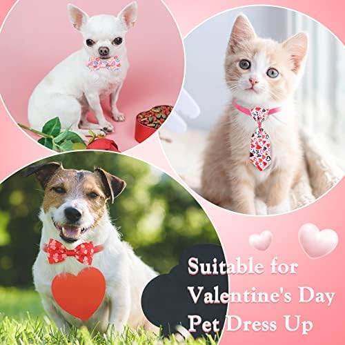Chunful 150 Pcs Valentine's Dog Bow Ties Collars Bulk Adjustable Cat Dog Collars Bowtie Neckties Basic Puppy Costume for Small Medium Pet Grooming Accessories(Heart) - Image 6