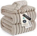 Bedsure Extra Soft Large Fleece Blanket for Bed Beige 120"x120" by BEDSURE