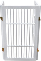 Urnporium Pet Dog Gate Freestanding, Strong Durable Folding Wooden Fence, Portable Acacia Hardwood Safety Barrier for Indoor & Outdoor Use (White Pet Gate, 3 Panel 30" Tall)