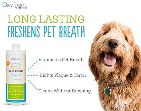 Oxyfresh Premium Pet Dental Care Solution Pet Water Additive – No Brushing | Perfect to Eliminate Bad Dog Breath and Cat Bad Breath – Fights Tartar & Plaque – So Easy, Just Add to Water – Vets Love It