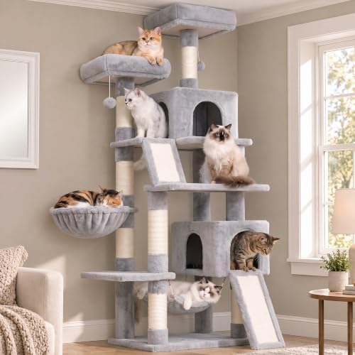 Gitelsnour Cat Tree, 71'' Tower for Large Cat with Scratching Post, GCT032W by Gitelnour