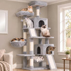 Gitelsnour Cat Tree, 71'' Tower for Large Cat with Scratching Post, GCT032W by Gitelnour
