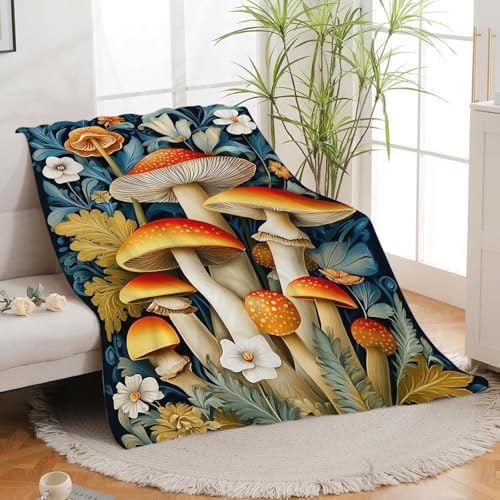 Mushroom Blanket for Girls Women Boys Men Adults Kids Soft Cozy Fleece Mushroom Lovers Throw Blankets Gifts Warm Flannel Plush Lightweight Decor for Couch Bed Sofa 60"X50" - Image 3