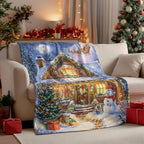 Neasow Christmas Throw Blanket, Cabin and Snowman Christmas Eve Design Soft Fuzzy Cozy Flannel Blanket Gift for Family and Friends Home Sofa Couch Chair Decorative 50x60 Inch by Neasow
