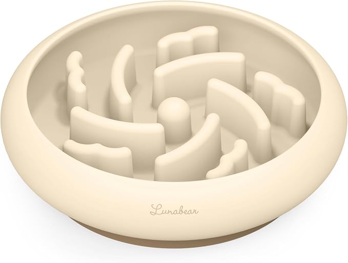 Slow Feeder Dog Bowls Made of Premium Food-Grade Silicone | Anti-Choking & Slow Eating for Improved Digestion, Non-Slip, Soft & Durable, Quiet Dog Bowl, Cute (Ivory, Standard)