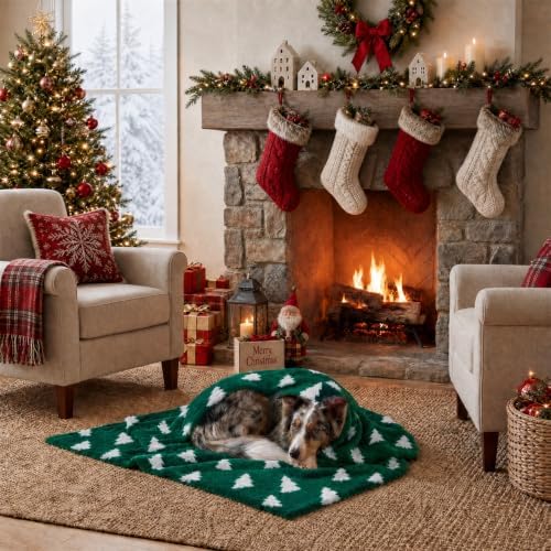 Horaldaily Christmas Green Trees Shape 3D Textured Pets Blanket 20x30 - Image 5