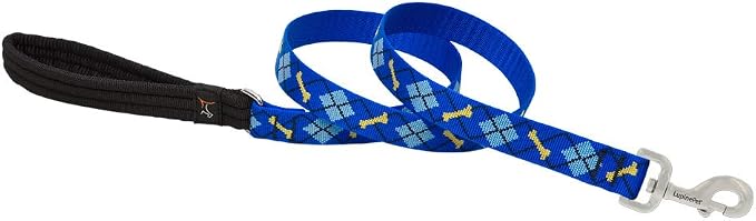 LupinePet Originals 1" Dapper Dog 4-Foot Padded Handle Leash for Medium and Larger Dogs