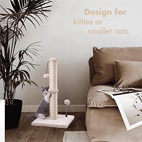 MECOOL Cat Scratching Post Premium Basics Kitten Scratcher Sisal Scratch Posts with Hanging Ball 22in for Kittens or Smaller Cats (22 inches for Kitten, Beige) - Image 5