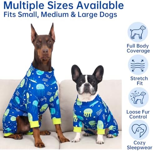 Dog Pajamas for Small Dogs, Soft Stretch Dog Onesie, Lightweight Puppy Pajamas, Blue Jellyfish Print Recovery Suit Small (5-10lb) - Image 2