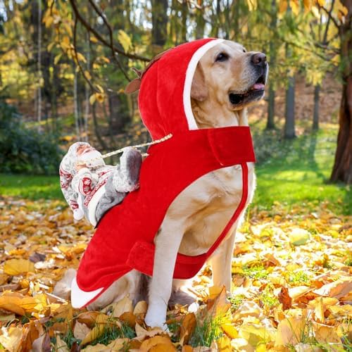 BWOGUE Santa Dog Costume, Dog Christmas Outfit, Santa Rider Costume, Size L - Image 5
