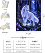 White Wolf Throw Blanket Enchanted Forest Animal Gifts 60''X80'' - Image 5