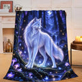 White Wolf Throw Blanket Enchanted Forest Animal Gifts 60''X80'' by Fuzawet