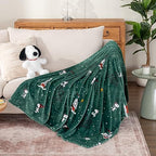 Berkshire Blanket Peanuts® Heavyweight Christmas Blanket,VelvetLoft® Cute Character Snoopy Plush Bed Blanket,Peanuts Be Merry and Bright Green,60 in x 70 in (Official Peanuts® Product) - Image 5