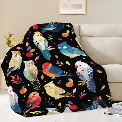 Parrot Bird Throw Blanket Cute Cockatiel Stuff Gifts for Kids Girls Boys Adults Women Men Soft Cozy Warm Plush Fluffy Fuzzy Fleece Blanket Decor 60''X80'' - Image 4