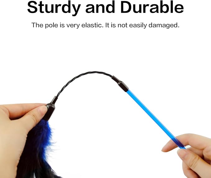 TTcat 3 PCS 22.8” Extra Long Cat Wand Toys Natural Feather Teaser Stick Toys,Interactive Toys for Indoor Cat and Kitten.